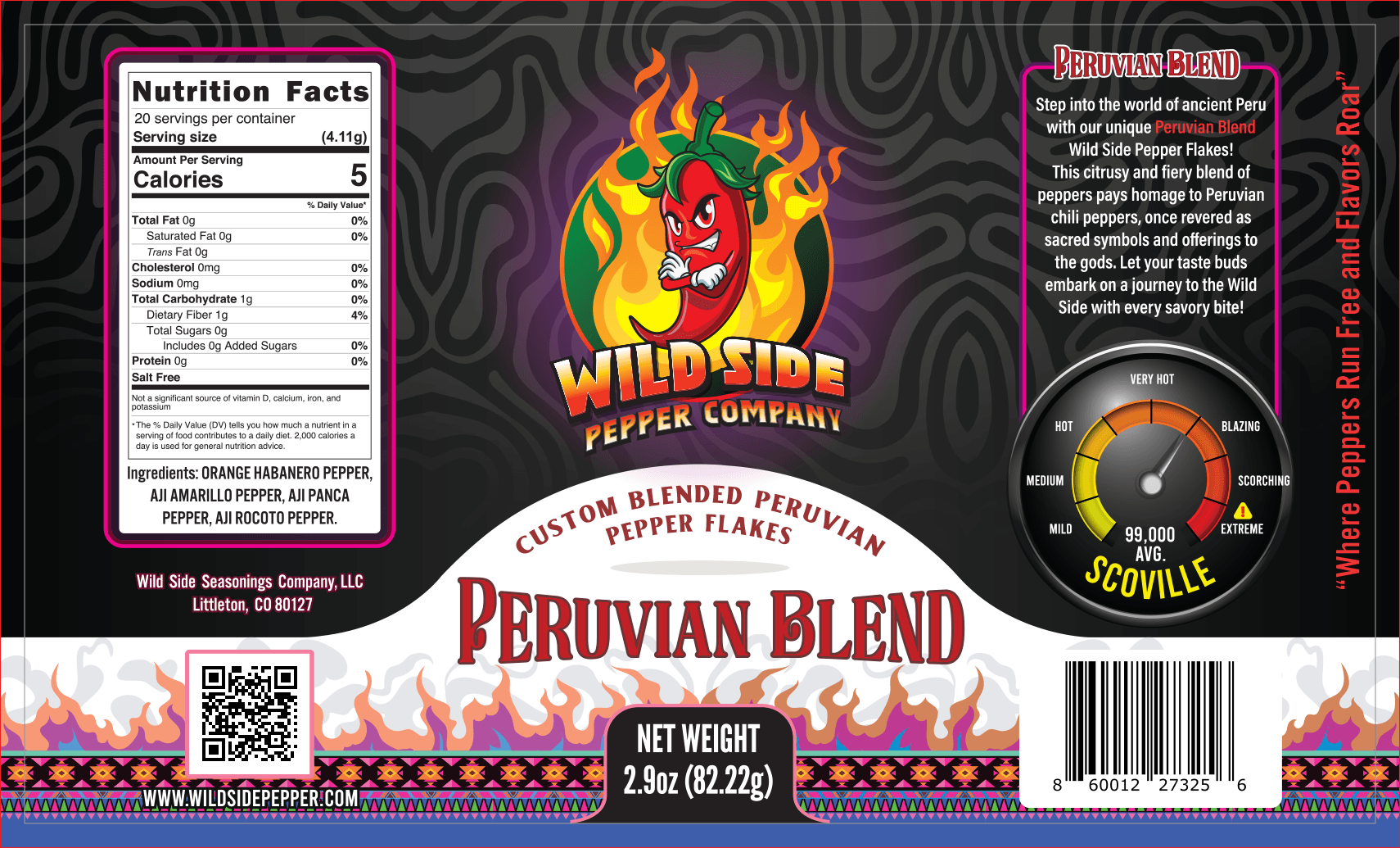 Fresh Peruvian Peppers Flakes - Aji Rocoto, Aji Panca, Aji Amarillo, Orange Habanero - Wild Side Pepper Company