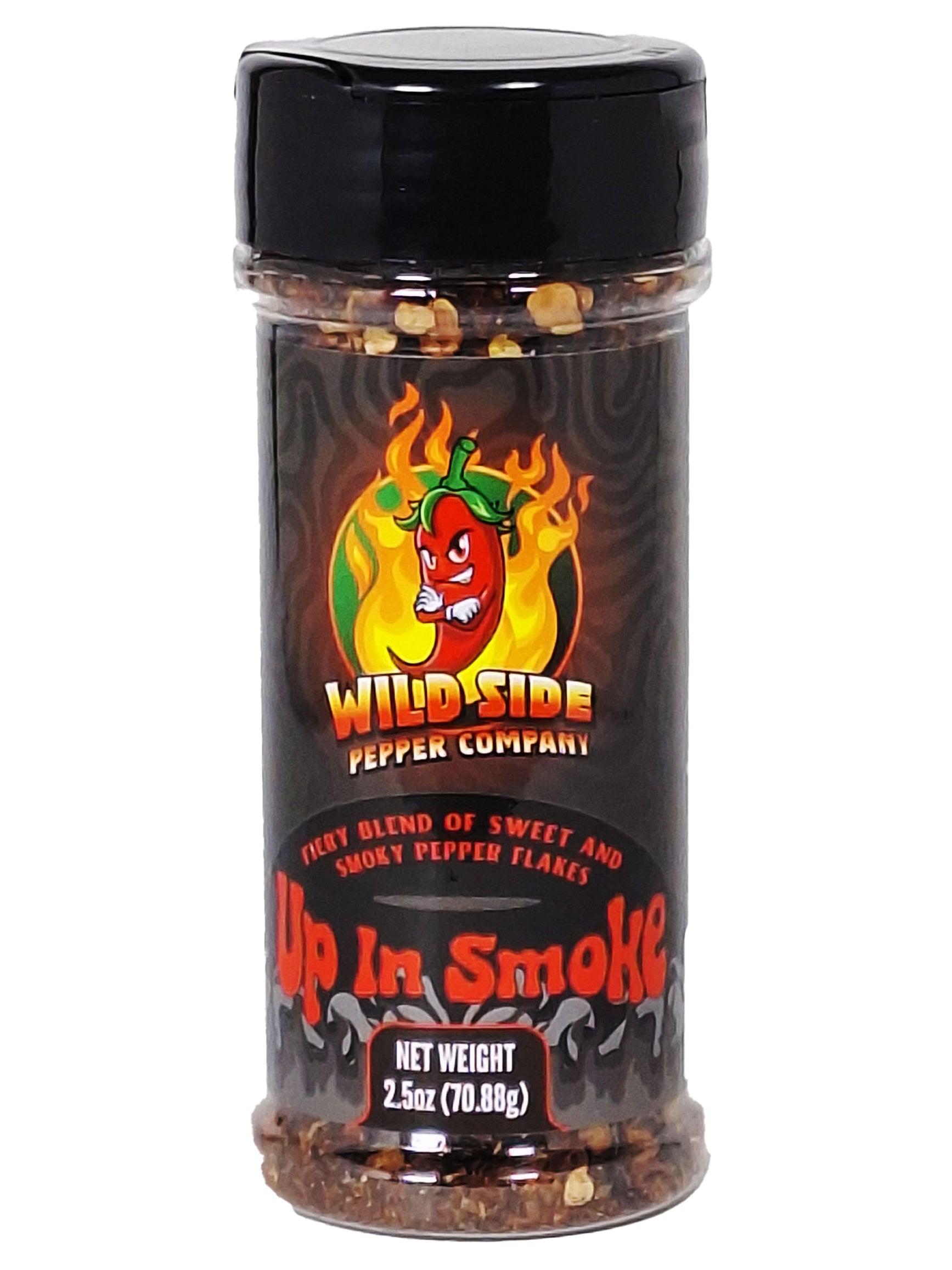 Dive into the wildly bold smoky flavor of Up In Smoke - Wild Side Pepper Flakes!

This fiery blend of sweet and smoky peppers delivers just the right amount of heat, turning any dish into a wild smoky party.
