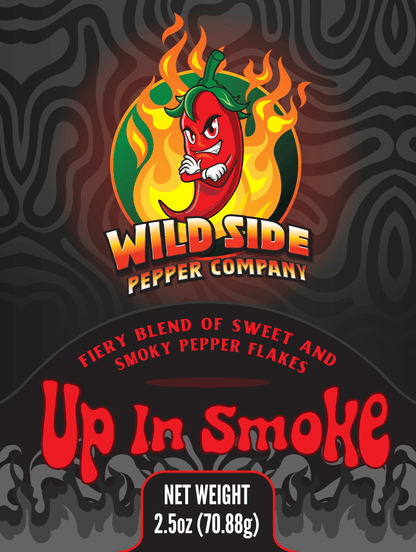 Dive into the wildly bold smoky flavor of Up In Smoke - Wild Side Pepper Flakes!

This fiery SALT FREE blend of SWEET and SMOKY peppers delivers just the right amount of heat, turning any dish into a wild smoky party.